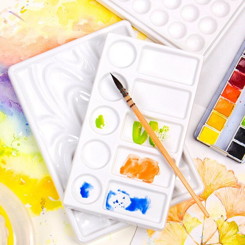 Imitation Ceramic Artist Watercolor Paint Palette For Oil Watercolour Empty Painting Pallet Drawing Art Supplies