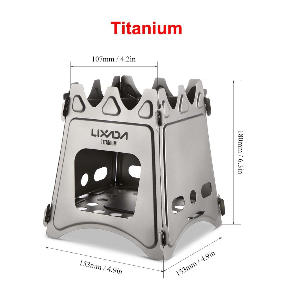 Lixada Compact Folding Titanium Wood Stove Outdoor Camping Stove Cooking Picnic Stove Portable Wood Furnace Burners