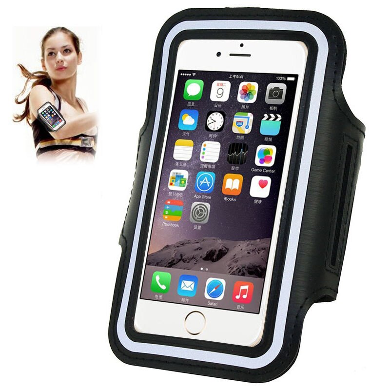 Armband Sport Case voor iPhone 5 5 s Mobiele Telefoon Cover Universal Outdoor Accessoires: Black