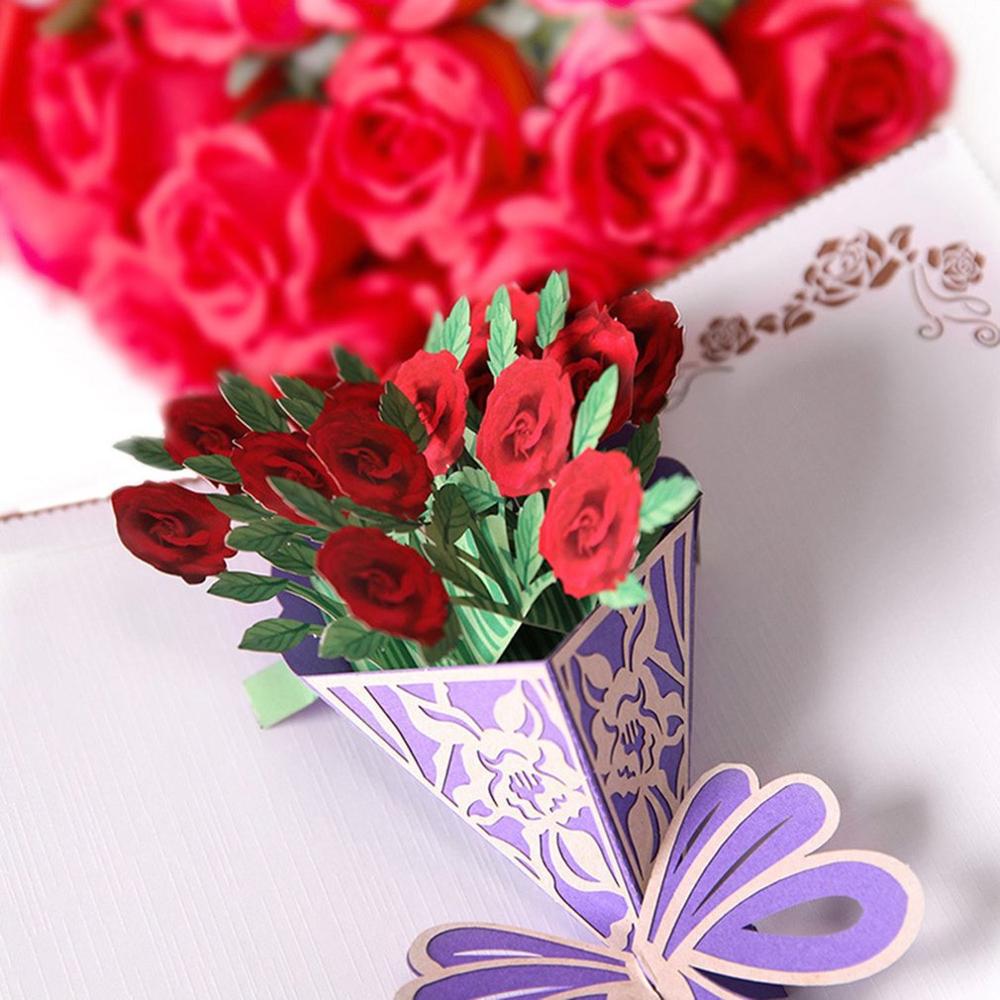 3D Pop up Card Roses Bouquet Cards Handmade Greeting Cards DIY Papercraft Card for Birthday Valentines Wedding Anniversary