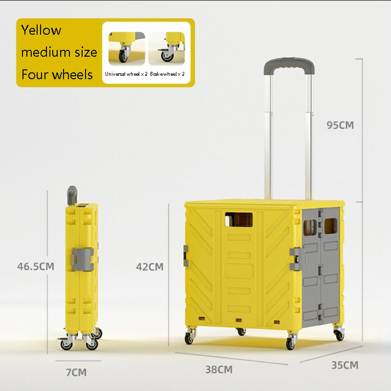 Thuis Leveringen Trolley Winkelen Opslag Containers Folding Winkelwagen Plastic Winkelwagen Voertuig Gemonteerde Opbergdoos Tas Op Wielen: Medium Brake wheel 1