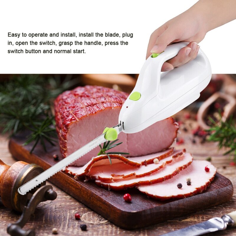 Kitchen Electric Freeze Meat Knife Saw 220-240V Eu Automatic Kitchen Meat Bread Turkey Knives Serrated Cleaver Cutting Tools Eu