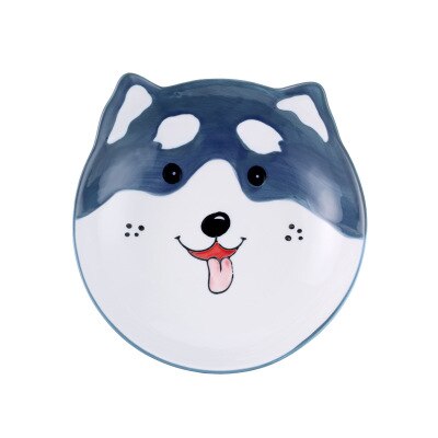 Plato de cerámica superventas, plato de comida para perro, plato de cena de carne pintado a mano de dibujos animados, artículos de mesa plato para cena, de Año: B / Round plate