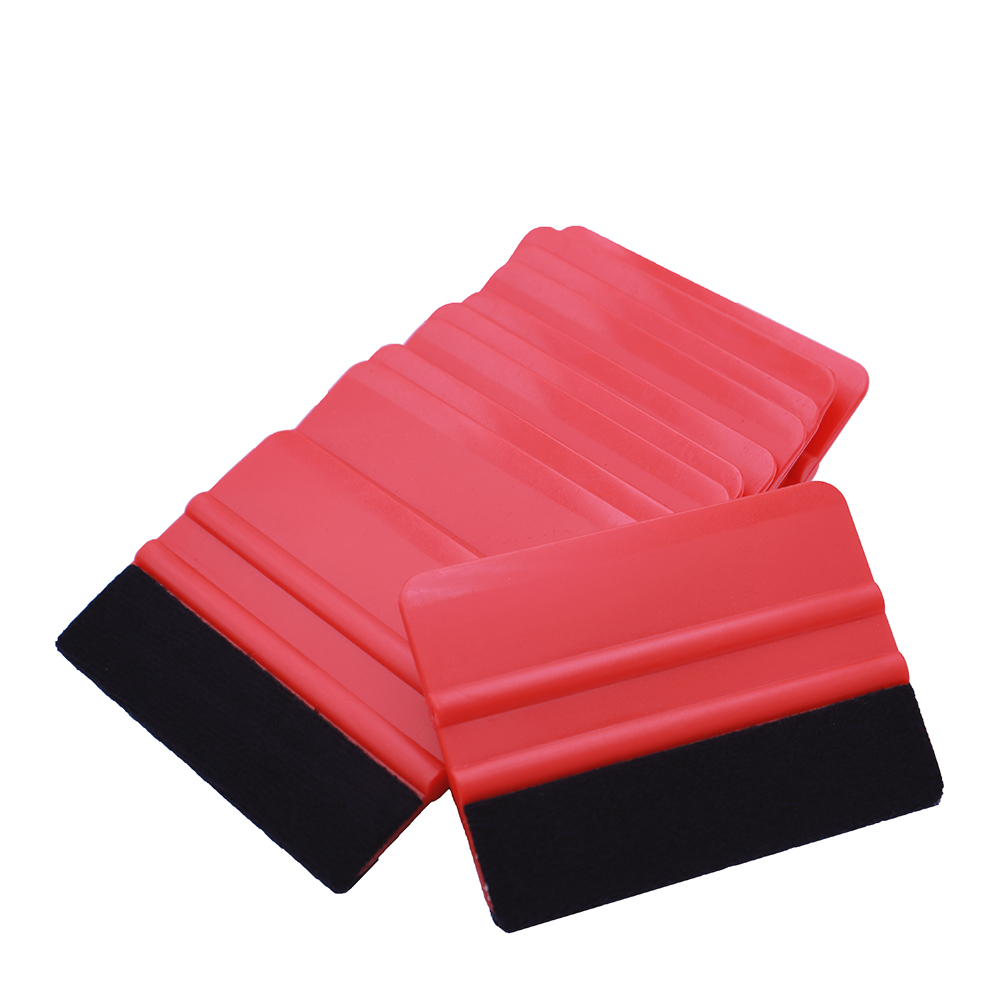 TOFAR 10Pack Vinyl Squeegee with Fabric Felt Buffers Car Wrap Tinting Film Install Tool Window Spatula Decal Stickers Scraper: Red