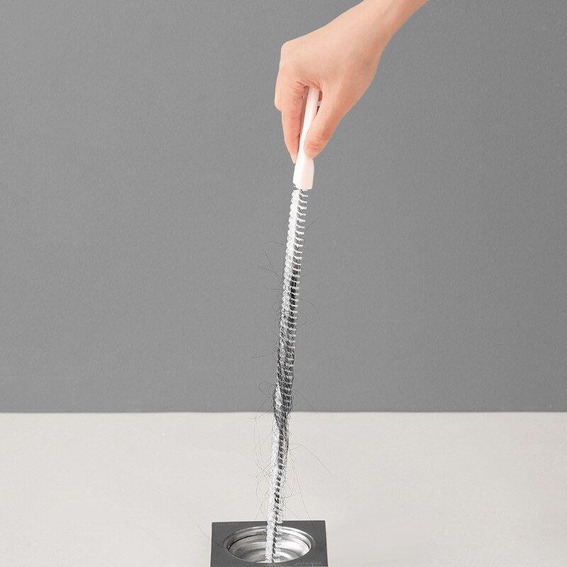 Sewer Cleaning Brush Pipe Dredge Tool Curved Sink Brush Kitchen Bathroom Drain Pipe Cleaner Clog Plug Hole Remover Tool