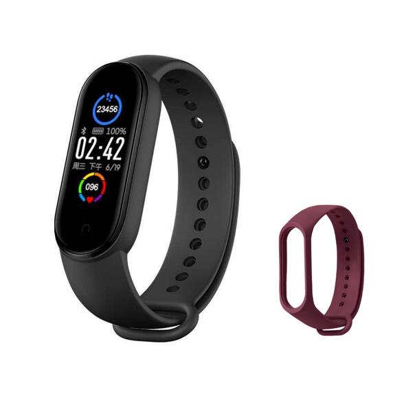 M5 Smart Wristband Sport Smart Bracelet Heart Rate Blood Pressure Bluetooth Call Play Music Heart Rate Monitor Smart Watch: black red