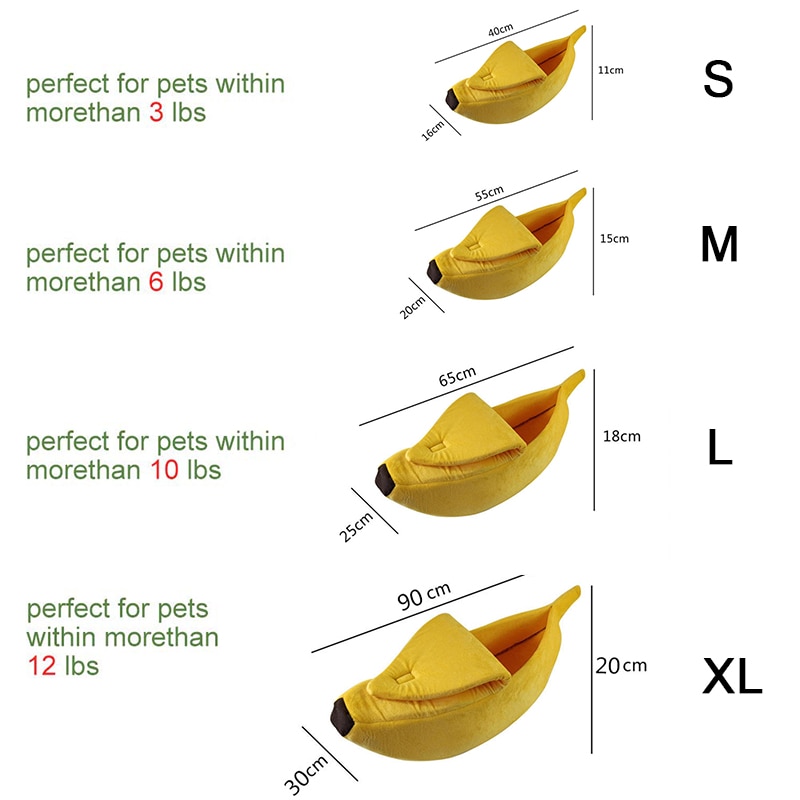 Cat Bed Banana Shape Pet Dog Beds Warm House Mat Durable Kennel Doggy Puppy Cushion Basket Portable Dog Cat Supplies Soft Sofa