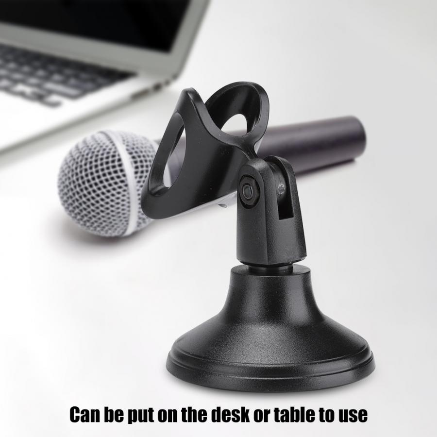 Stand Microphone ABS Plastic Adjustable Stable Desktop Microphone Base Shockproof Mic Clamp Clip Holder Black