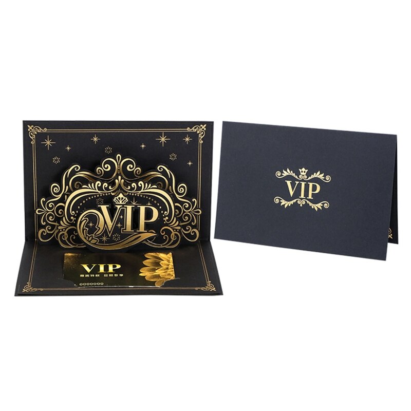 VIP Greeting Card Pop Up Love 3D Bronzing Message Inviation Thank Card for business Customer Office Staff Party Invite