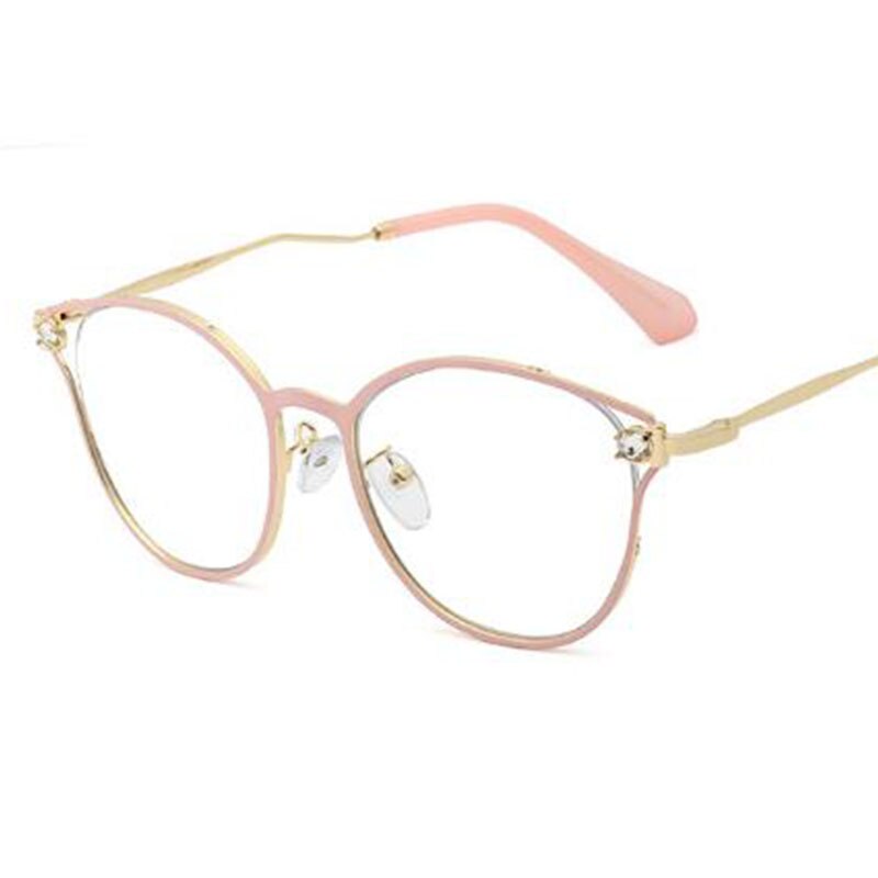 Metalen strass steentjes kattenoog brilmontuur vrouwen  uv400 brillen heldere lenzen bijziendheid nerd zwart roze rood brilmontuur