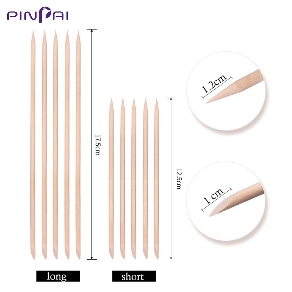 20 unids/set Nail Art Orange bastón de madera empujador de cutícula removedor de doble extremo punteado herramienta de manicura de palo de madera naranja 2 tamaños