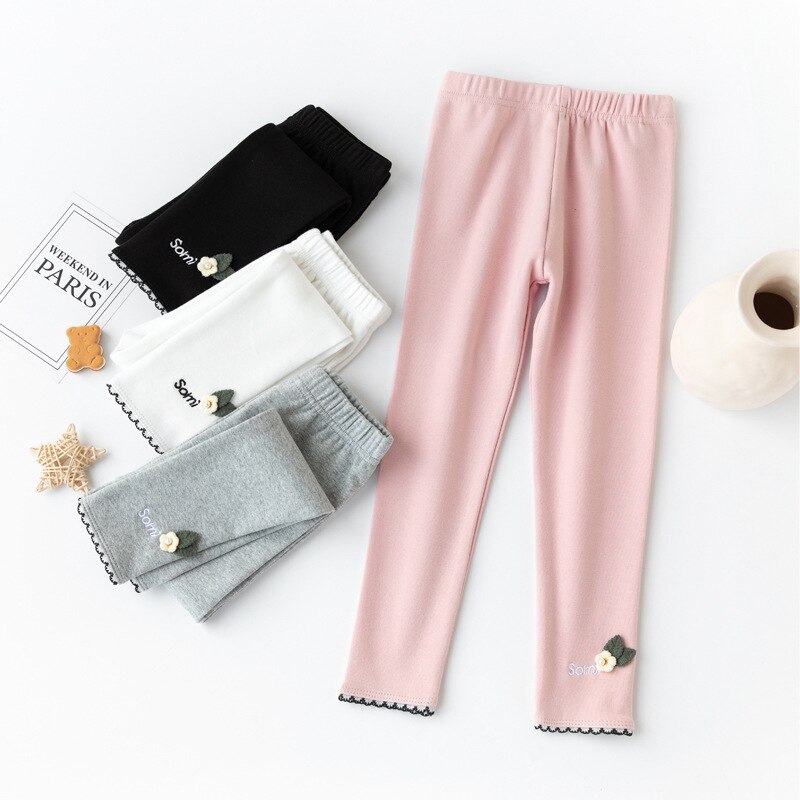 2022 Spring Autumn Casual Girl Pants Floral Full Length Girls Leggings