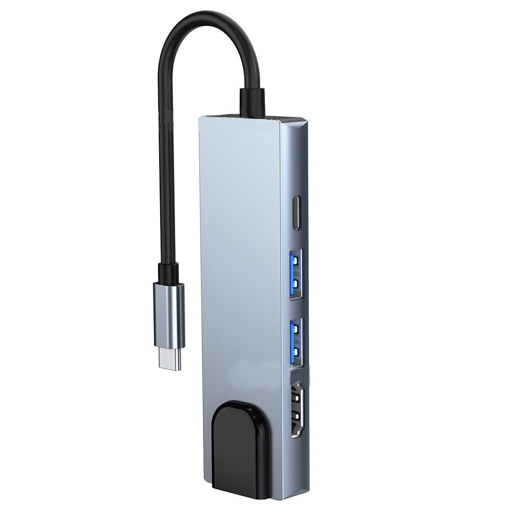 Tipo c hub 5-in-1multiport adaptador doca com usb 3.0 4k hdmi pd passar através de carregamento para macbook pro ar ipad pro xps portátil