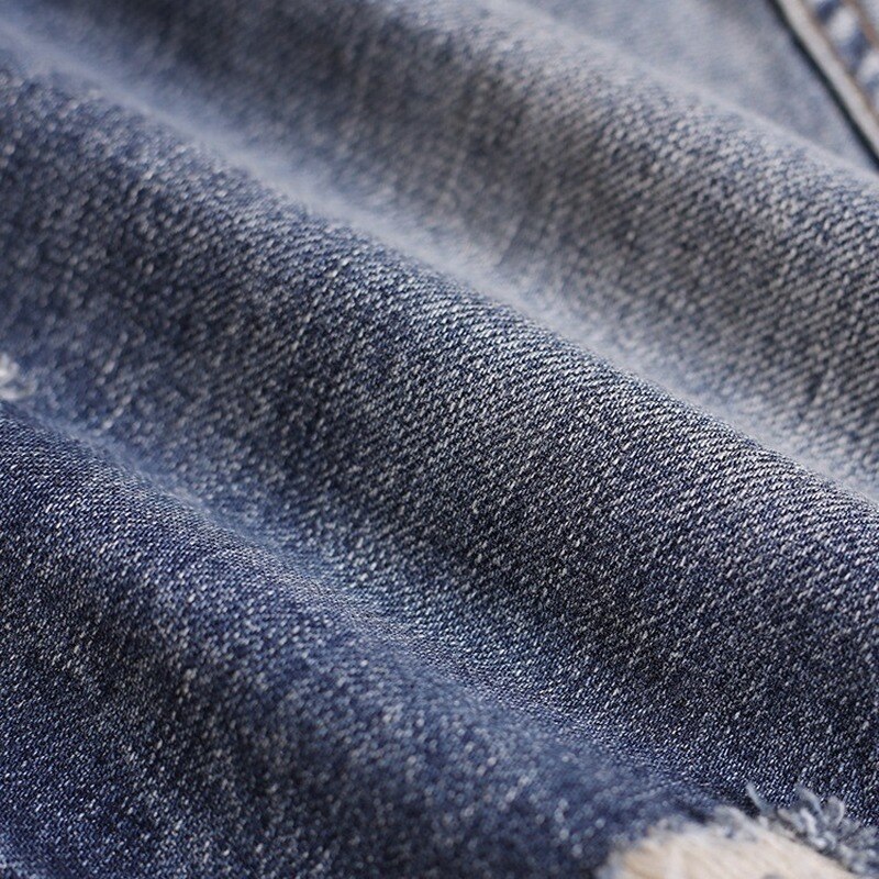 Pantalones cortos vaqueros de estilo Hip Hop para hombre, Vaqueros cortos rasgados de estilo Retro, a la , color azul rota, novedad de verano de