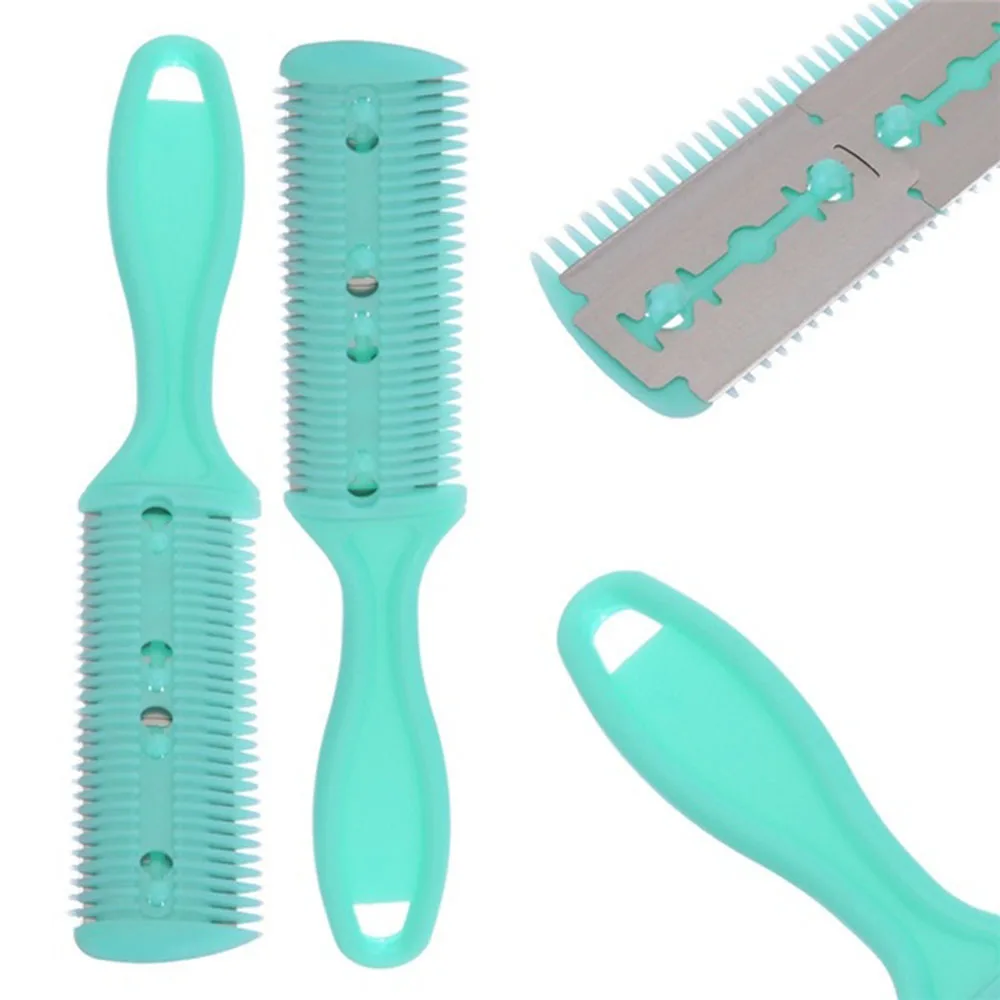 peines para el cabello navaja peine navajas para afeitar peine con cuchilla navaja peine Peine de corte de pelo con cuchillas de afeitar herramienta de barbero peigne cheveux 1 unidad: Verde