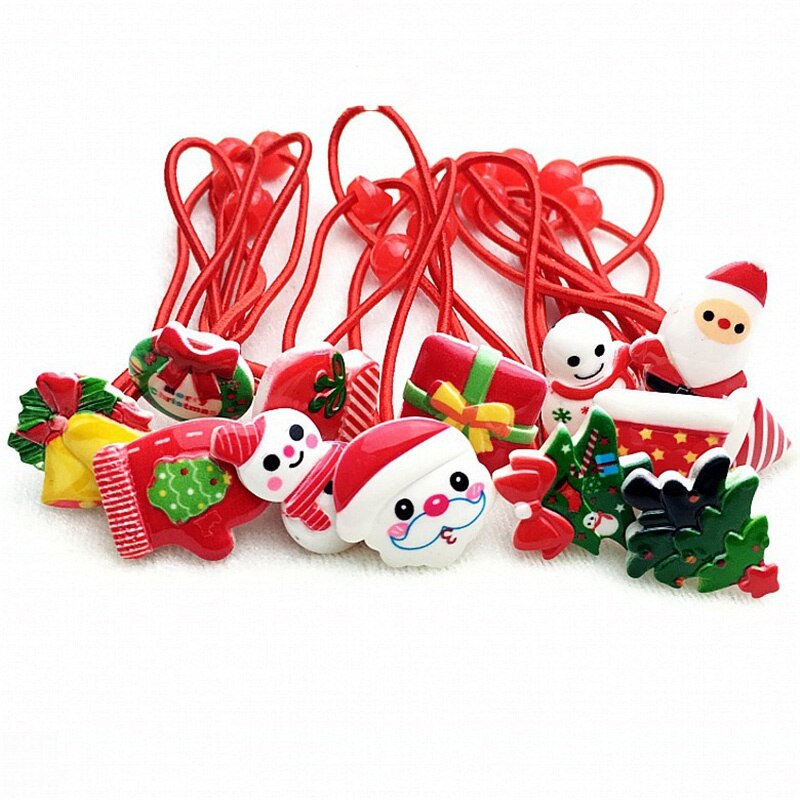 10 st xmas elastiska hårband söt huvudbonad klocka jul renbåge gummiband jultomten tjejer håraccessoarer: Default Title