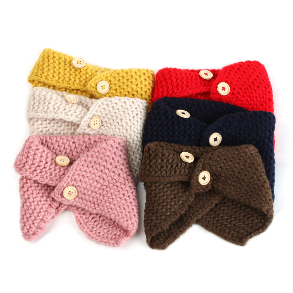 1pc baby drenge piger hals vinter varmere tørklæde krave krave knap sjal håndlavede strikkede uld hals tørklæder
