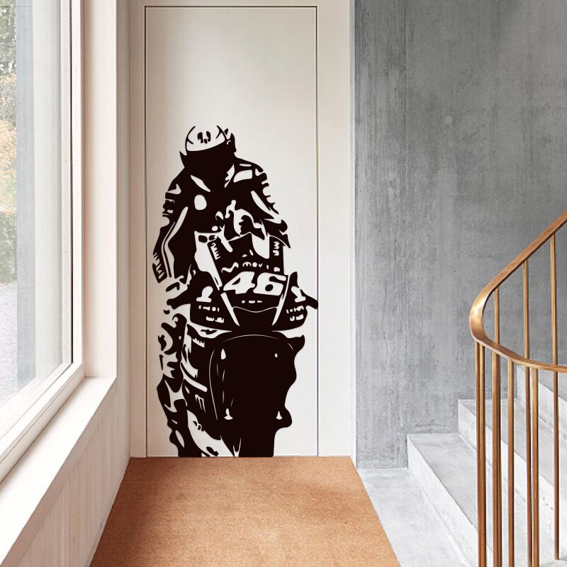 Rossi Motocross Racer naklejka samochodowa DIY winylowa naklejka na ścianę naklejka czarna sztuka salon naklejki do domu Windows dekoracyjny obraz