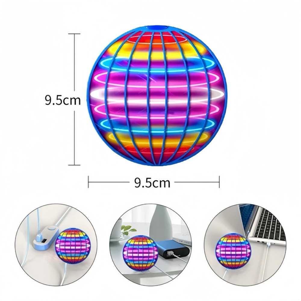 Flying Ball with Lights Cosmic Globe 360° Rotating Suspension Ball Hand Controlled Color LED Suitable for Indoor and Outdoor Toy