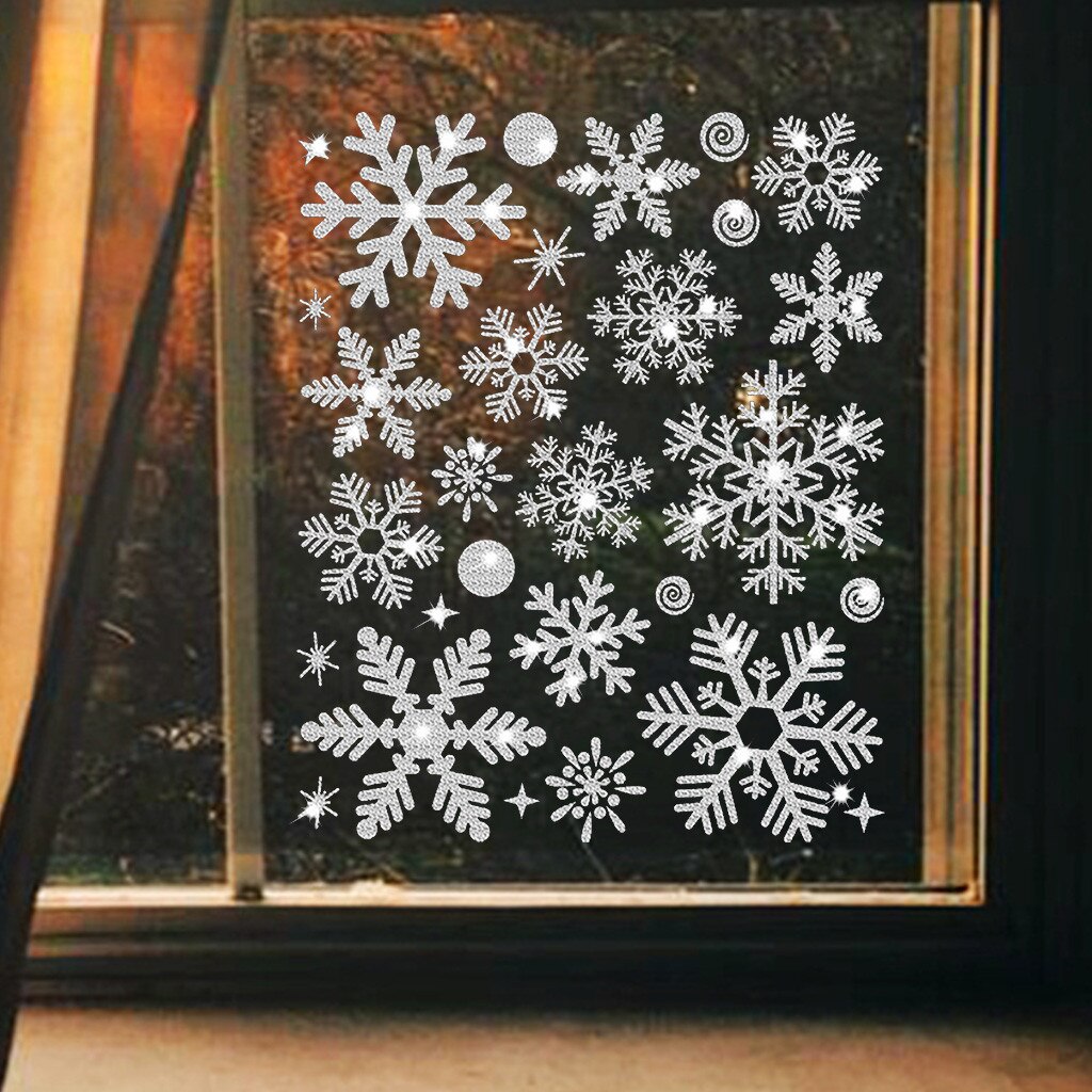 25# White Snowflakes Window Sticker Christmas Wall Sticker Door Sticker House Decoration Snowflake Window Decoration: C