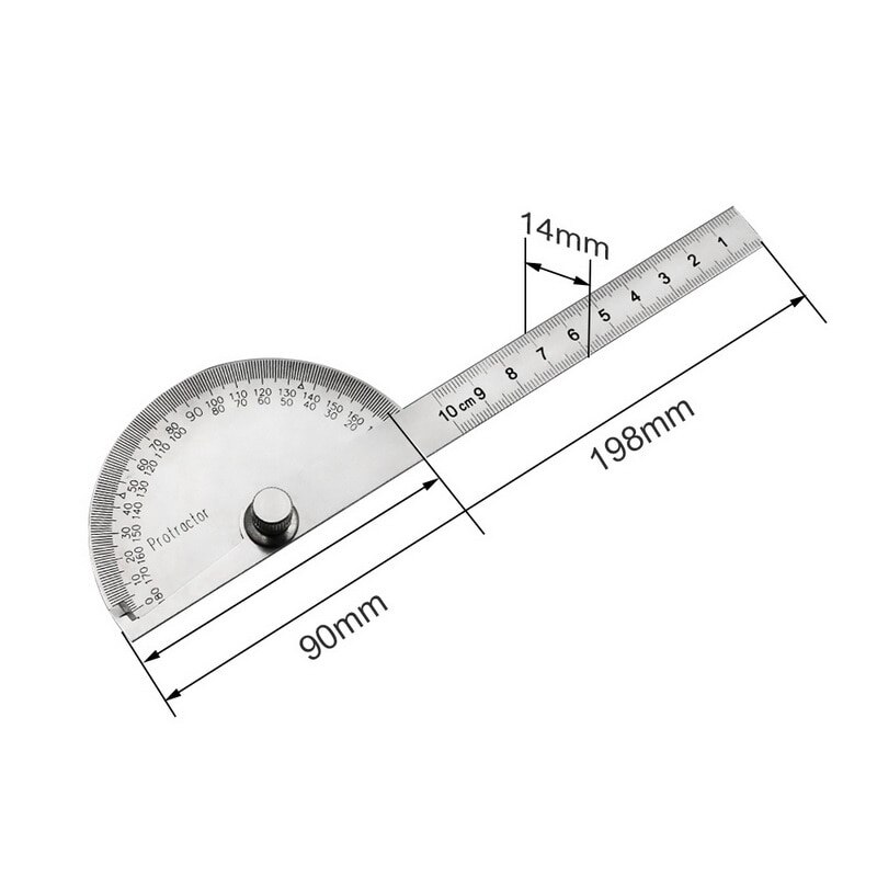 HARFINGTON Stainless Steel Angle Protractor – 0-180°, 15cm Ruler Arm, Round Head Finder – For Woodworking, Mechanics, Drafting