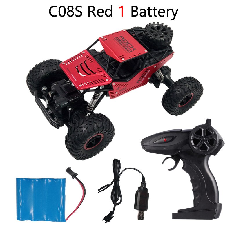 C08S Afstandsbediening Speelgoed Rc Auto 1:16 4WD Klimmen Auto Bigfoot Auto Off-Road Voertuig Speelgoed Voor Kinderen dubbele Motoren: Red 1B