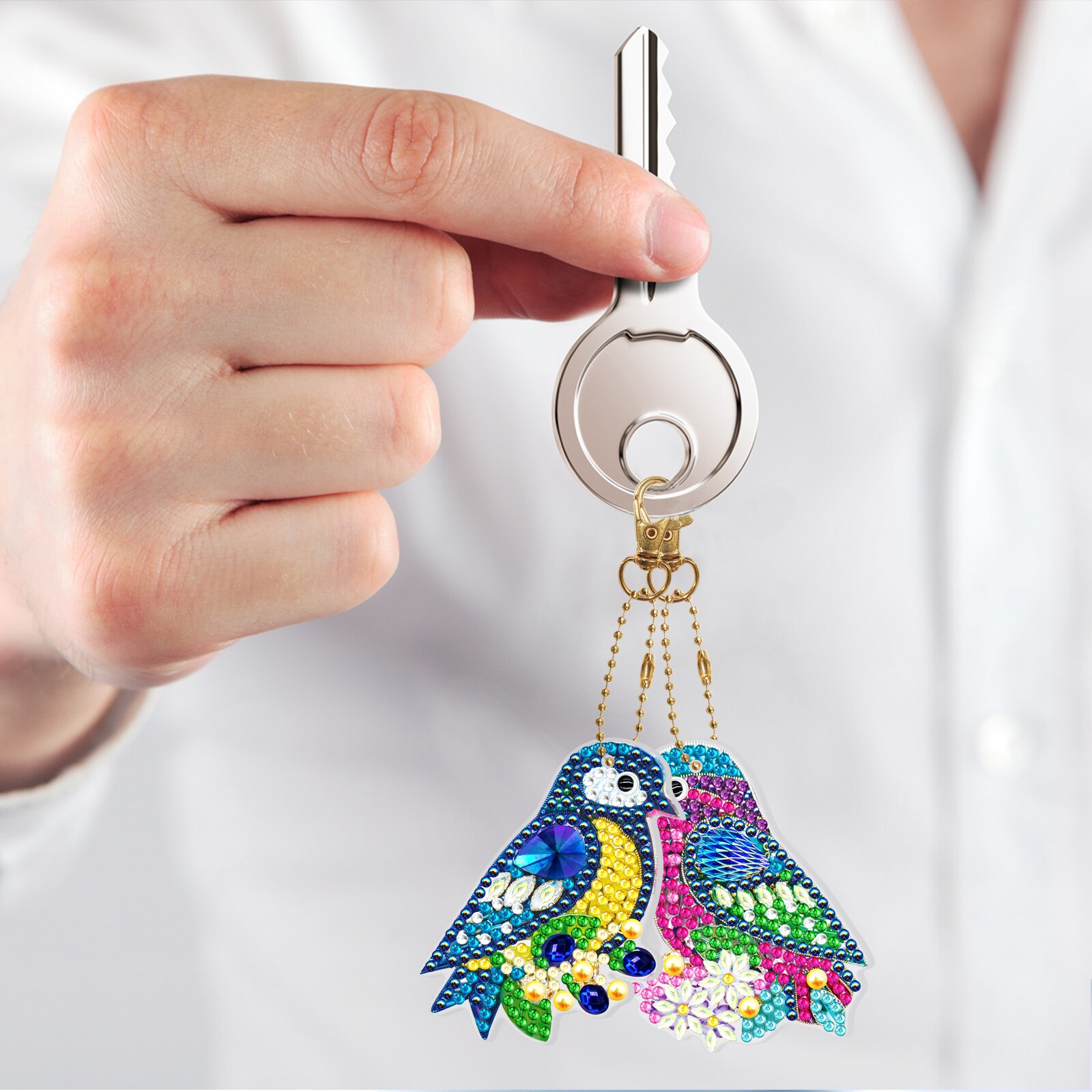2 Pieces Of 5D Diamond Painting DIY Keychain Double Sided Full Diamond Butterfly Cake Luminous Pendant Bag Accessories Toys