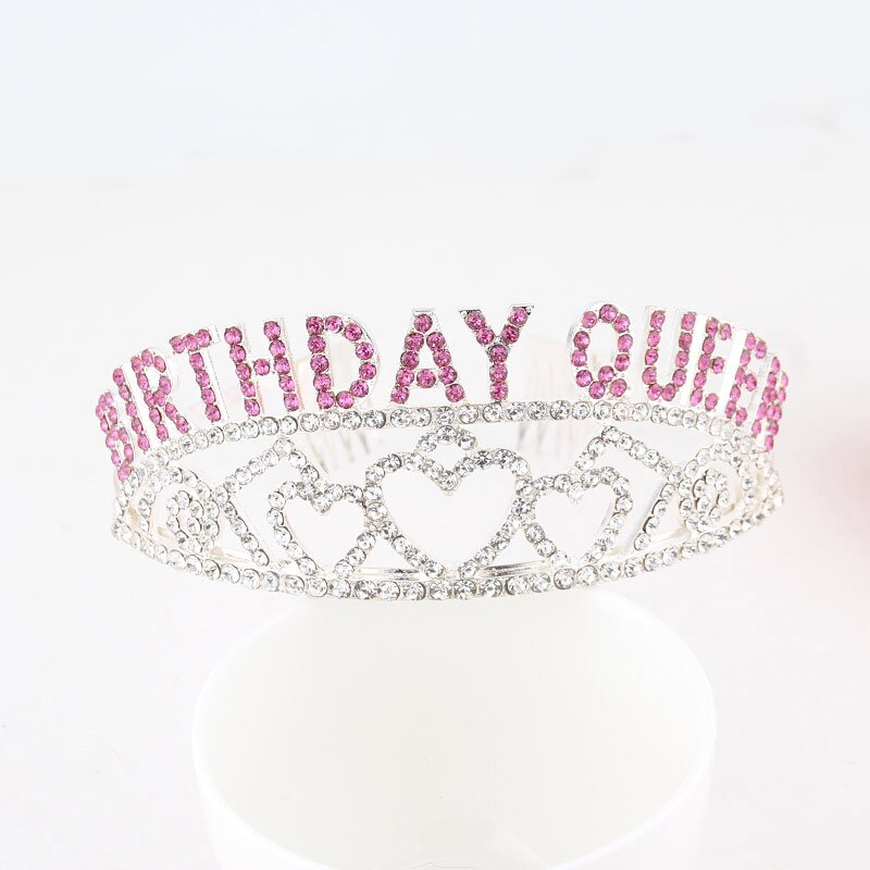 Crystal Rhinestone Birthday Queen Crown Tiara Headband for Women Girls 30th 40th 50th 60th Birthday Party Decoration Cake Topper