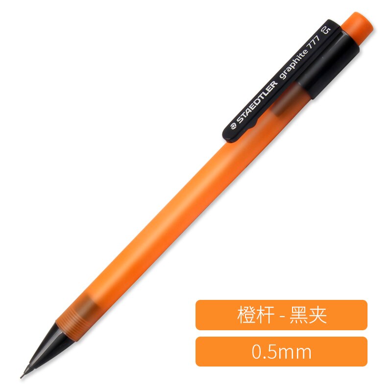 6 stk tysk staedtler automatisk blyant 0.5mm studerende skriver 777 frostet gennemsigtig penneholder bevægelig blyant iført gummi: Orange