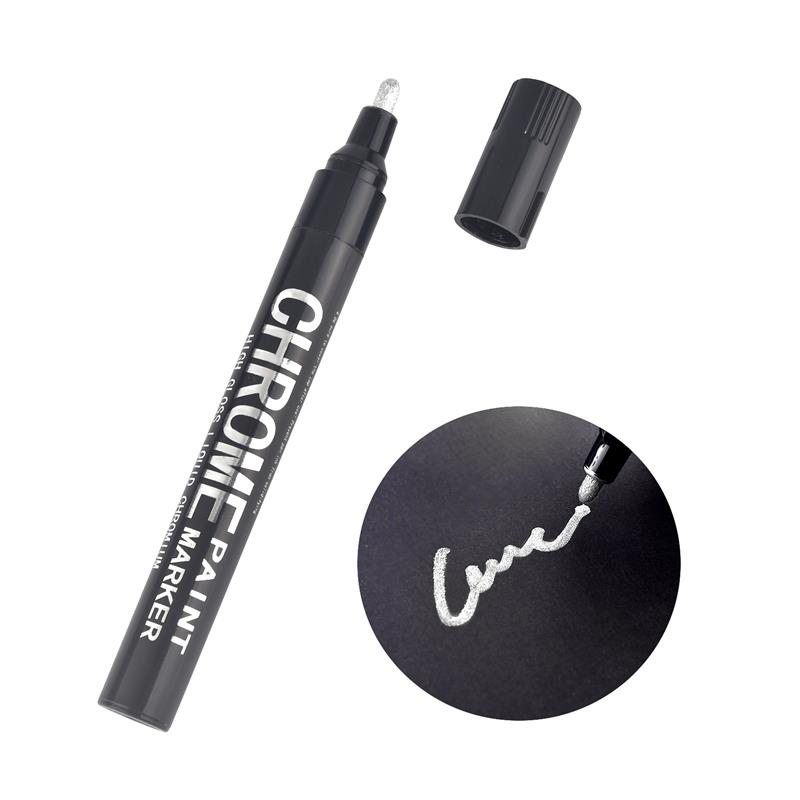 Rotulador de espejo cromado, bolígrafo de pintura reflectante DIY de 2mm, marcador permanente de oro y plata para retocar, pintura de modelo, marcado: Rojo