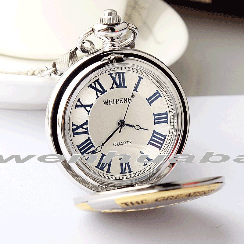 Luxe zilveren gouden quartz zakhorloge opa zakhorloges met ketting voor heren opa kerst relogio de bolso