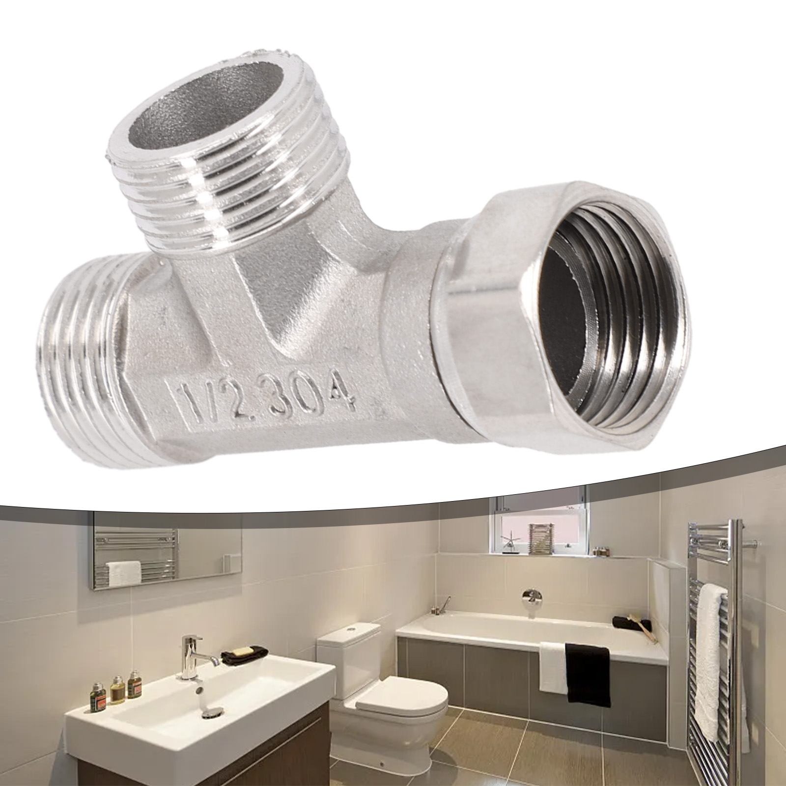 Rvs T Adapter G1/2 "T-Klep Omschakelklep Drieweg Apparaat Gat Voor Bad Bidet Sproeier douche