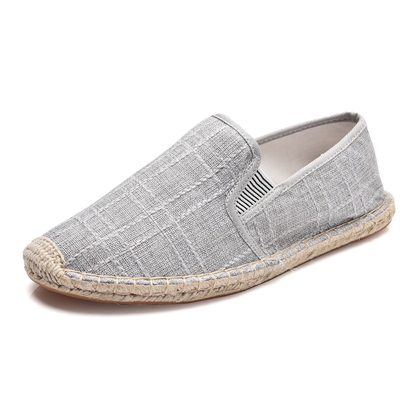 Espadrilles en toile de paille pour hommes, chaussures de sport, de marche, décontractées, été décontracté: GRIS / 10