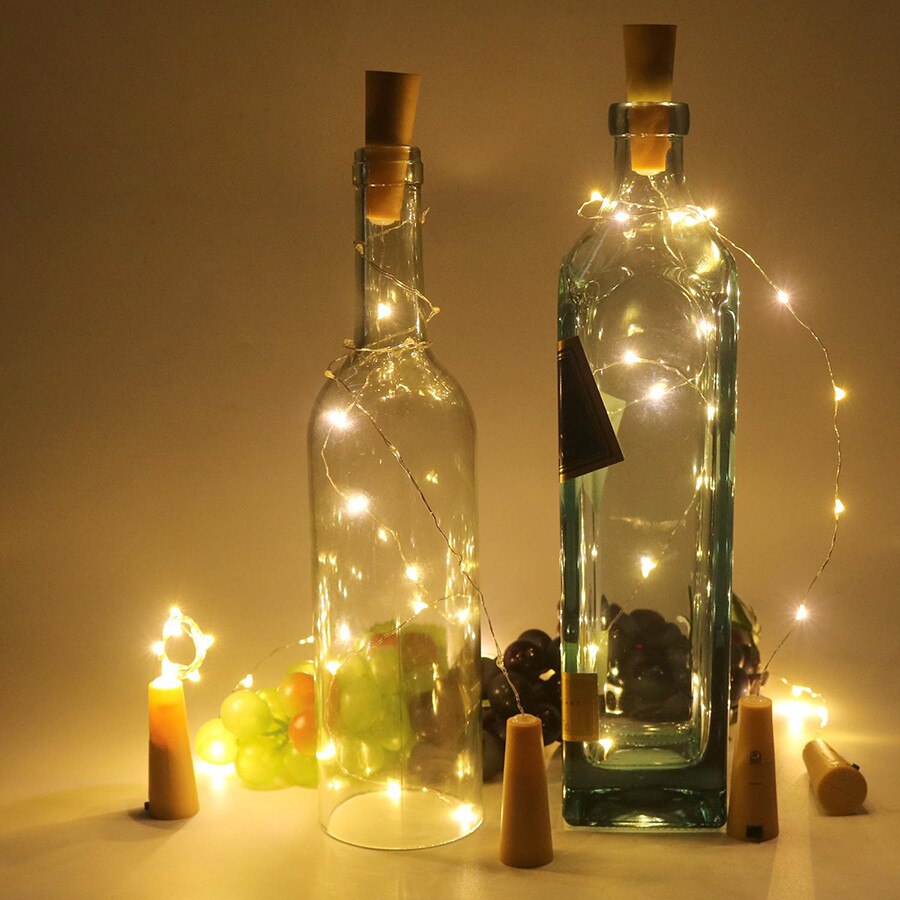 Thrisdar 2M 20LED Wijn Fles Kurk Vormige LED String Licht AAA DIY Wijn Flessenstop Koperdraad Wedding Party fairy Light