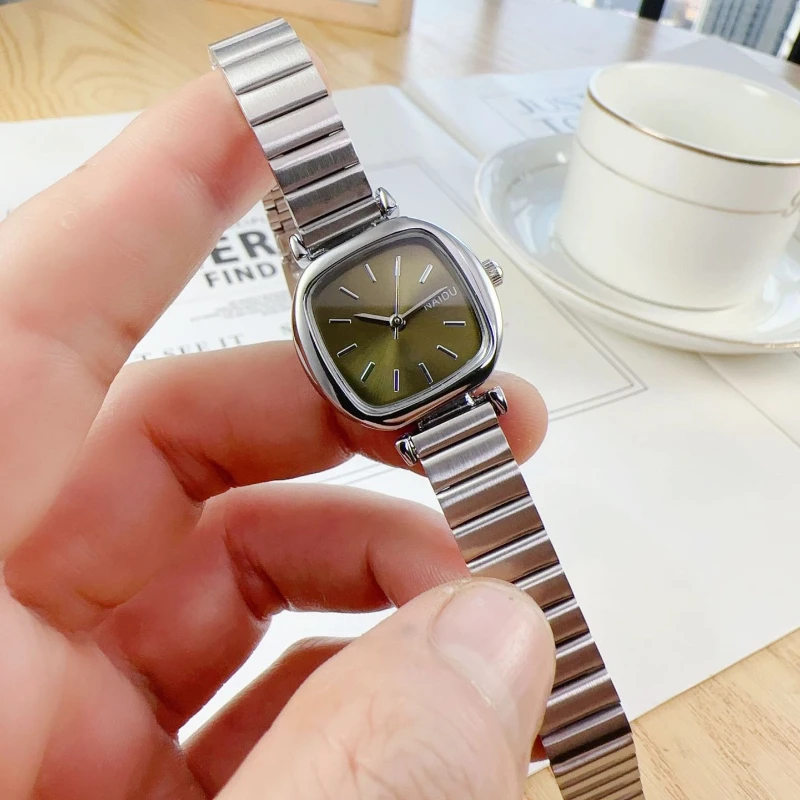Dameklokker relogio feminino luksuriøs sølvfarget klokke dame stålrem kvarts armbåndsur klokke reloj mujer