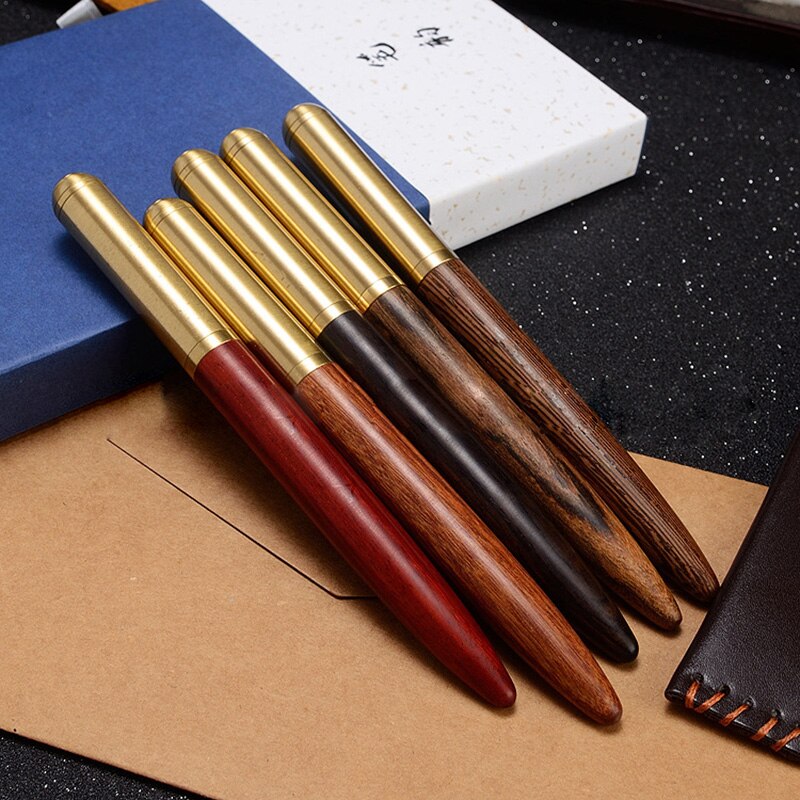Mahogany Sandalwood Brass Pen Signature Pen Luxury Wood Fountain Pen Ink Pen Nib 0.5mm