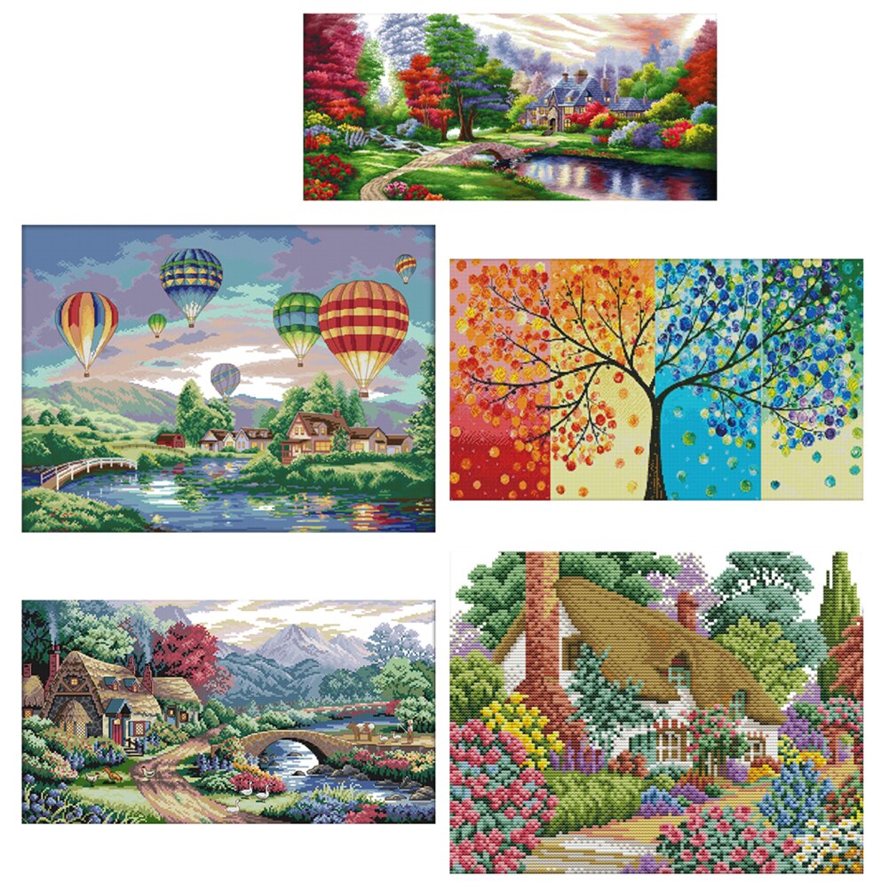 Canvas Kit Print Cross Stitch Wonderful Landscape 11CT Needlework DIY Stamp Interior Decoration Chinese Style Cross Stitch