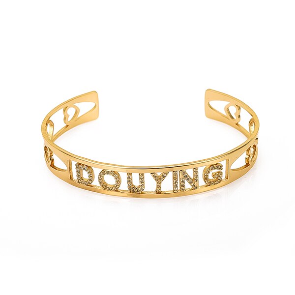 Lateefah Nach Name ID Bar Armband Gold Cubic Zirconl Initial Charme Armbänder Für Frauen Personalisieren Schmuck Besten Freunde: Gold-farbe / custom 1-3  letters