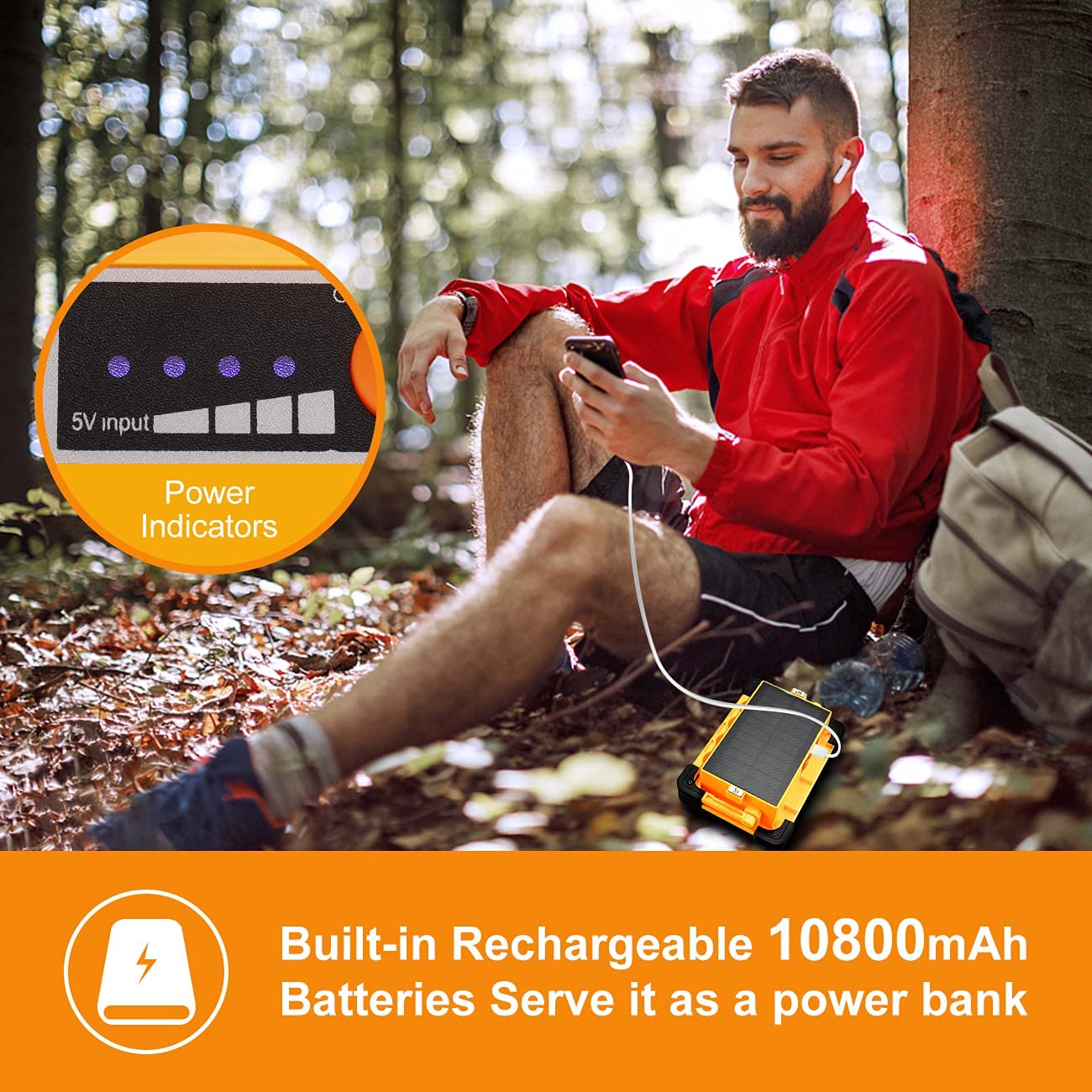 Multifunctional Solar Charging/USB Rechargeable COB+LED Work Light Portable Work Lamp Waterproof Spotlight Emergency Light