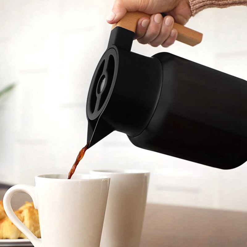 Large Thermal Coffee Carafe - Stainless Steel, Double Walled Thermal Pots for Coffee and Teas By - Black, Vacuum Carafes