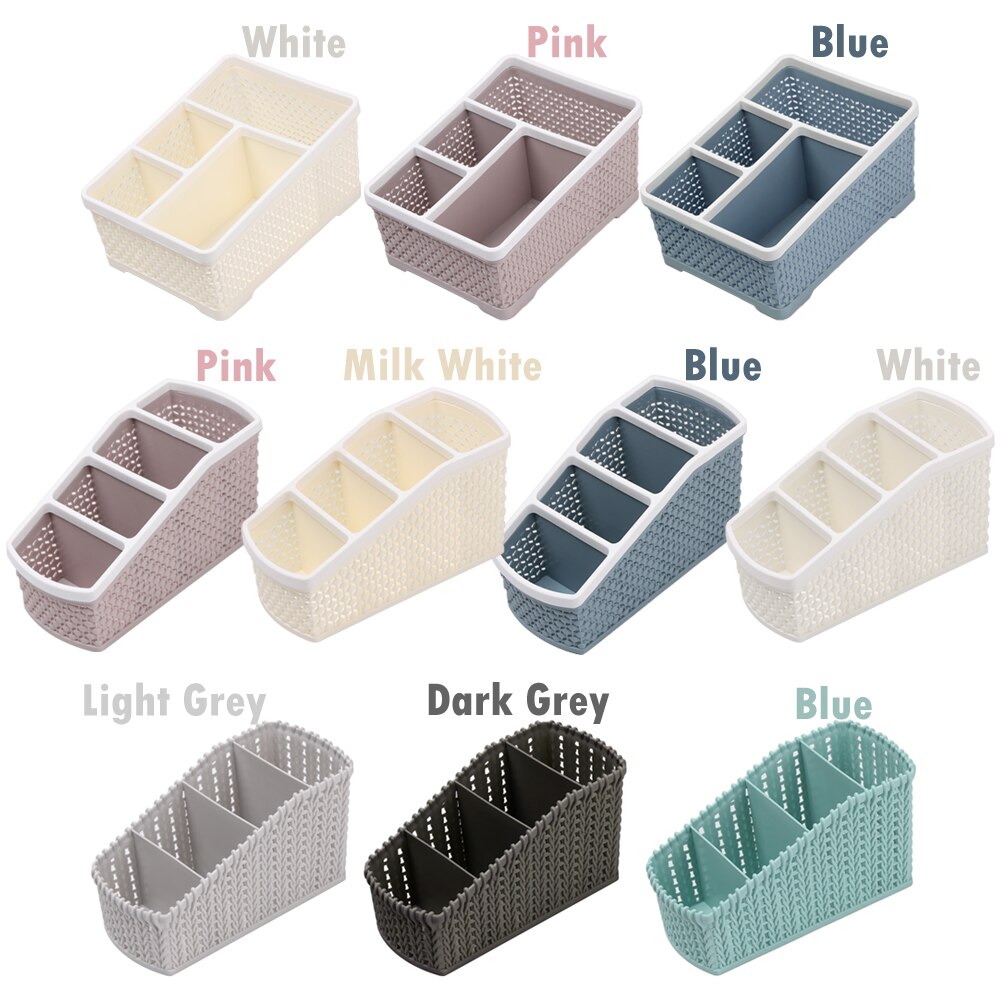 1pc rotan gevlochten multi-grid houder desktop organizer opbergdoos bureau afwerking bureau decoratie kantoorbenodigdheden schoolbenodigdheden