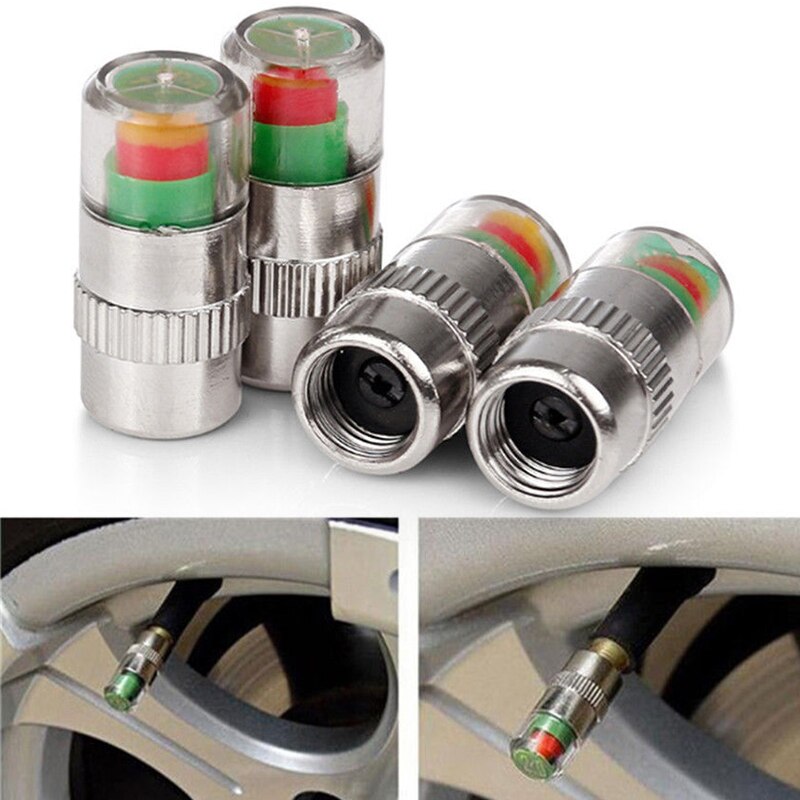 4PCS Car Auto Tire Pressure Monitor Valve Stem Caps Sensor Alert Monitoring Cap Sensor Tire Pressure Indicator Valve Detection