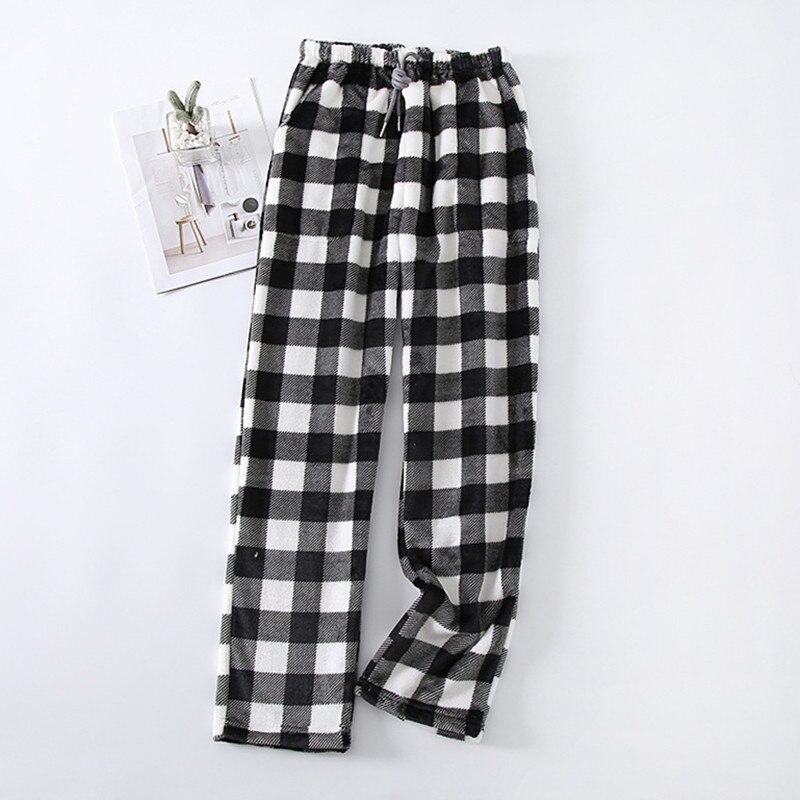 Fdfklak Plaid Men Pajama Pants Loose Large Size Flannel Warm Autumn Winter Male Home Wear Trousers Pyjama Homme