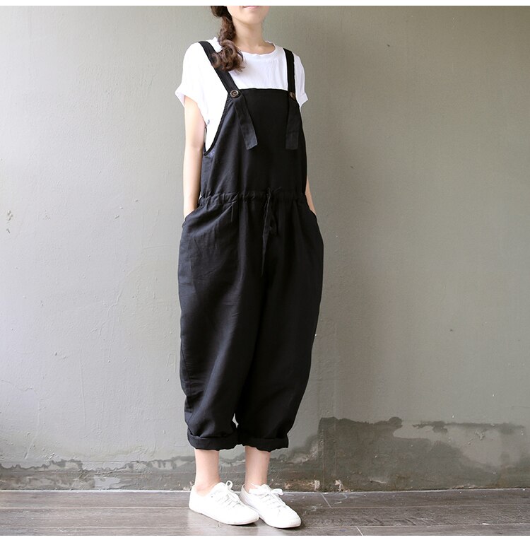 Dame jumpsuit efterår gravid ærmeløs bomuld playsuits afslappet graviditets overalls løs lomme plus størrelse bukser bukser