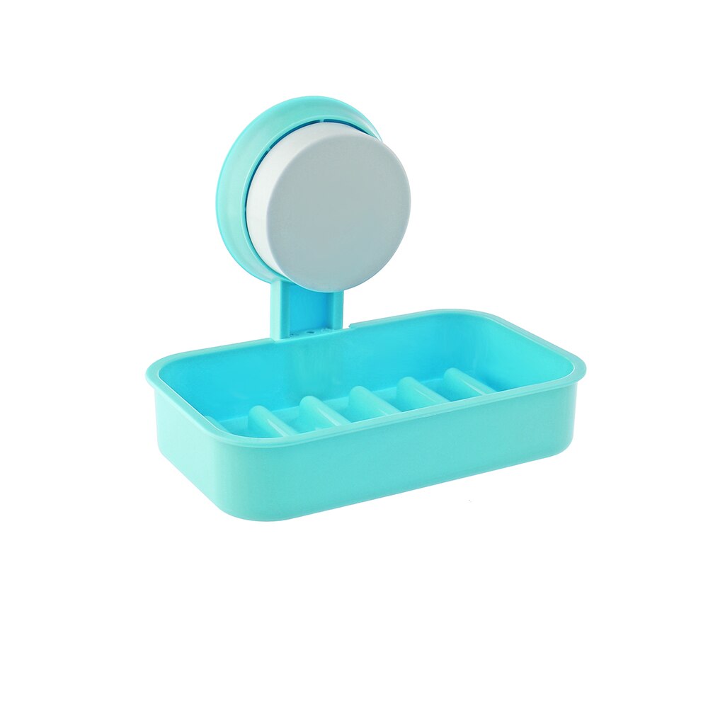 Taza de succión para jabón, caja de jabón ventosa para baño, jabonera de doble capa, jabonera fuerte, soporte para desagüe para jabón: Azul cielo