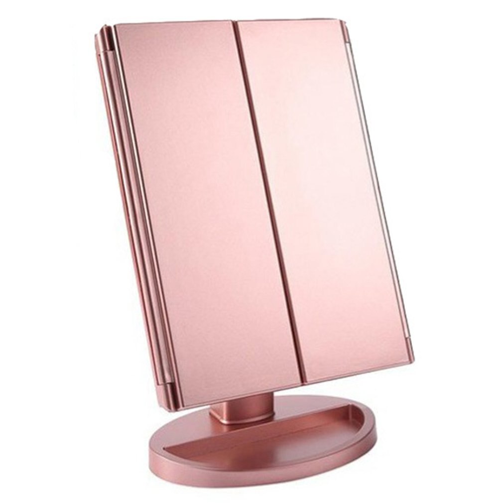 LED Make Up Mirror Illuminated Make Up Mirror Cosmetic Light Stand 3-folding Mirror 22 Light-emitting Makeup Mirror: Default Title