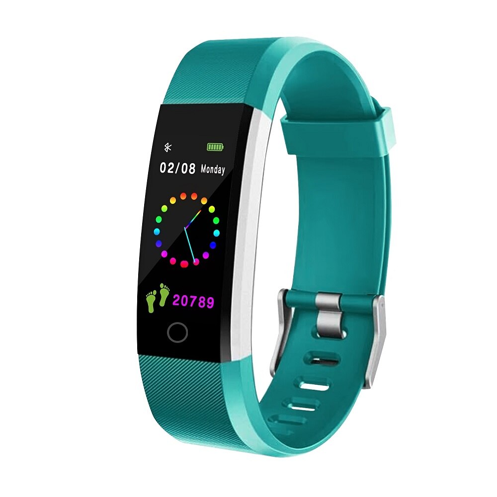 Smart Wristband Fitness Bracelet Band 0.96" Touch Screen LCD Message Heart Rate Time Smartband IP67 Waterproof Wrist Band: Green