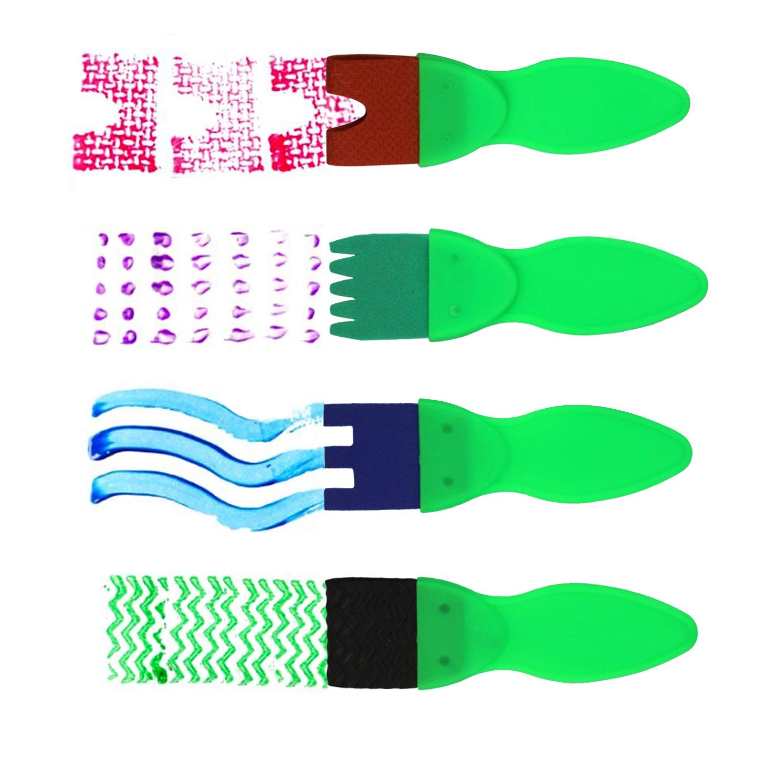 42 Uds Kit de pinceles para pintar de esponja de aprendizaje temprano para niños, formas de dibujo de esponja pinceles artesanales de pintura para niños pequeños surtidos