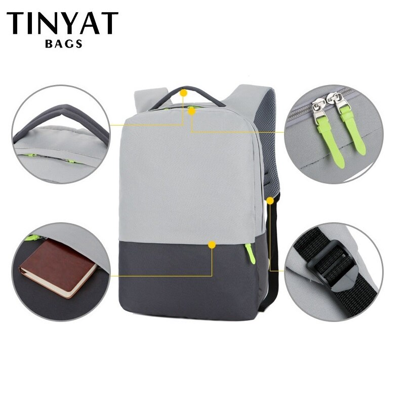 TINYAT hommes école sac à dos pour adolescents 15 pouces hommes sac à dos pour ordinateur portable femmes voyage sac à dos étudiants imperméable voyage Mochila 710
