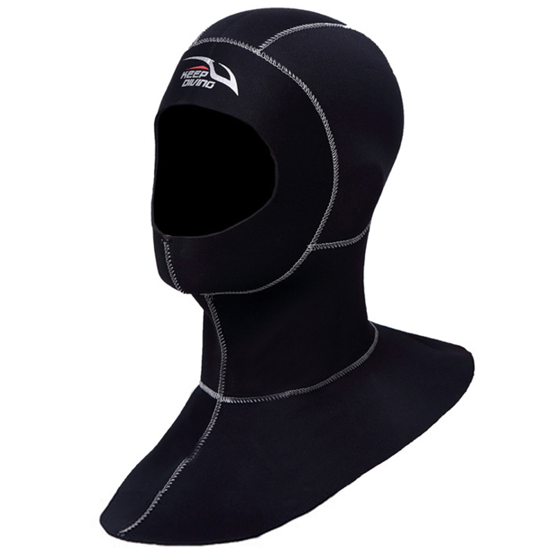 3MM Neoprene Diving Hoods Cap Hat Women Men Winter Snorkel Wetsuit Warm Head Cover Bibbed long to Shoulder Scuba Hoodies Black